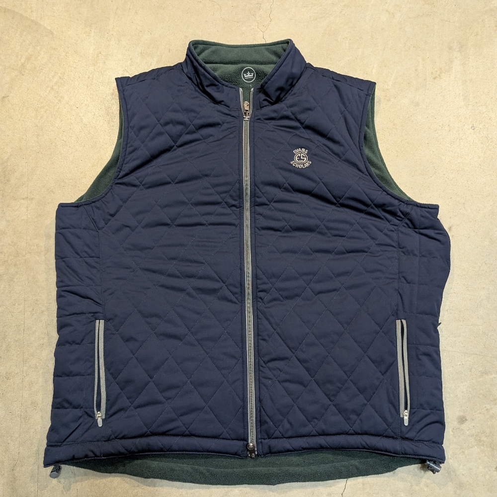 Peter Millar Fleece Vest Reversible Mens XL Full Zip Navy Green